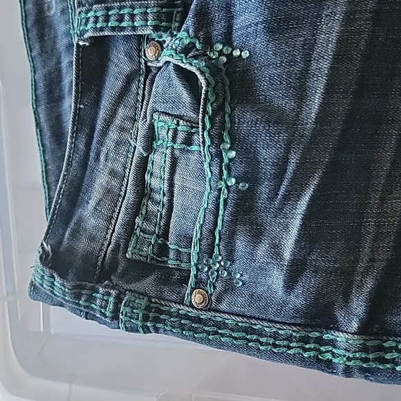 Cowgirl tuff emerald rhinestones jean - Picture 5 of 8
